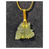 14K Moldavite Pendant