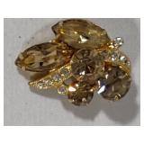Eisenberg Ice Champagne Faux Rhinestone Clip Earrings
