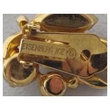 Eisenberg Ice Champagne Faux Rhinestone Clip Earrings