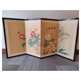 Hand Painted Four Panel Japanese Folding Screen