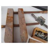 Antique Screw Clamp, Draw Knife, Molding Cutter Set