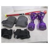 Alum. Bat, Knee Pads, Wrist Guards