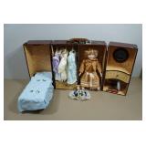 Vintage 1980s Cracker Barrel Porcelain Doll Wardrobe Trunk