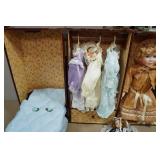 Vintage 1980s Cracker Barrel Porcelain Doll Wardrobe Trunk