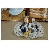 Vintage 1980s Cracker Barrel Porcelain Doll Wardrobe Trunk