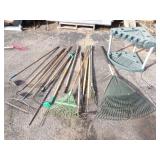 Garden Tools, Rakes, Hoes, Tool Rack, and more
