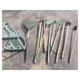 Garden Tools, Rakes, Hoes, Tool Rack, and more