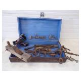 Vintage Tools with Wood Tool Box,