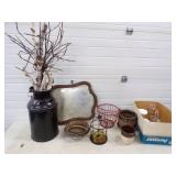 Vintage Décor,  Cream Can, Mirro, Bottles, Planters