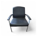 Lorell healthcare reception guest chair featuring black antimicrobial vinyl upholstery and a silver powder-coated steel frame. Lorell healthcare reception guest chair featuring black antimicrobial vinyl upholstery and a silver powder-coated steel frame.