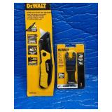 DEWALT Spring Assist Pocket Knife and Folding Utility Knife Set and a DEWALT Oscillating Tool Blade