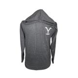 This is a grey Yellowstone Dutton Ranch branded hoodie in size XL.