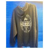 This is a grey Yellowstone Dutton Ranch branded hoodie in size XL.