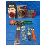 New - tool lot. Driver bits, offset screwdrivers , snips , cut off wheels, pliers and more
