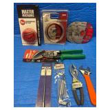 New - tool lot. Driver bits, offset screwdrivers , snips , cut off wheels, pliers and more