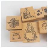 Rubber Stamp Set - Wooden Irish Themed Shamrocks Leprechaun & Pots of Gold Rubber Stamp Set - Wooden Irish Themed Shamrocks Leprechaun & Pots of Gold