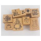 Rubber Stamp Set - Wooden Irish Themed Shamrocks Leprechaun & Pots of Gold Rubber Stamp Set - Wooden Irish Themed Shamrocks Leprechaun & Pots of Gold