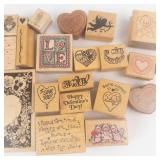Valentine Rubber Stamp Collection - Hearts, Love & Quotes on Wood Blocks Valentine Rubber Stamp Collection - Hearts, Love & Quotes on Wood Blocks