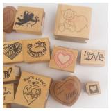 Valentine Rubber Stamp Collection - Hearts, Love & Quotes on Wood Blocks Valentine Rubber Stamp Collection - Hearts, Love & Quotes on Wood Blocks