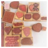 Valentine Rubber Stamp Collection - Hearts, Love & Quotes on Wood Blocks Valentine Rubber Stamp Collection - Hearts, Love & Quotes on Wood Blocks
