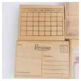 Wooden Rubber Stamp Set - Calendar Grid, Postcard, Frame Border, Gift Bag Designs Wooden Rubber Stamp Set - Calendar Grid, Postcard, Frame Border, Gift Bag Designs