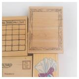 Wooden Rubber Stamp Set - Calendar Grid, Postcard, Frame Border, Gift Bag Designs Wooden Rubber Stamp Set - Calendar Grid, Postcard, Frame Border, Gift Bag Designs