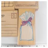 Wooden Rubber Stamp Set - Calendar Grid, Postcard, Frame Border, Gift Bag Designs Wooden Rubber Stamp Set - Calendar Grid, Postcard, Frame Border, Gift Bag Designs