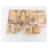 Decorative Rubber Stamp Blocks - Floral & Frame Designs on Wood Blocks Collection Decorative Rubber Stamp Blocks - Floral & Frame Designs on Wood Blocks Collection