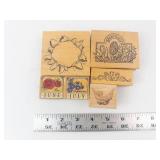 Vintage Rubber Stamp Set - 6 Wood-Mounted Floral & Bird Stamps (June, July) Vintage Rubber Stamp Set - 6 Wood-Mounted Floral & Bird Stamps (June, July)