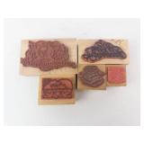 Rubber Stamp Set on Wood Blocks - 60th Wedding Anniversary & Happy Anniversary, 6-Piece Rubber Stamp Set on Wood Blocks - 60th Wedding Anniversary & Happy Anniversary, 6-Piece