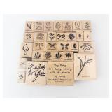 Stampin' Up! Wood Block Rubber Stamp Set - Floral, Butterfly & Sentiment Designs Stampin' Up! Wood Block Rubber Stamp Set - Floral, Butterfly & Sentiment Designs