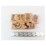 Western Theme Rubber Stamp Blocks - Set of 7 Cowboy & Horse Designs Western Theme Rubber Stamp Blocks - Set of 7 Cowboy & Horse Designs
