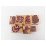 Western Theme Rubber Stamp Blocks - Set of 7 Cowboy & Horse Designs Western Theme Rubber Stamp Blocks - Set of 7 Cowboy & Horse Designs