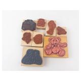 Bear-Themed Wooden Rubber Stamp Block Set - Assorted Teddy and Halloween Designs Bear-Themed Wooden Rubber Stamp Block Set - Assorted Teddy and Halloween Designs