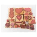 Rubber Stamp Collection - Valentine's Day Hearts & Messages on Wood Blocks Rubber Stamp Collection - Valentine's Day Hearts & Messages on Wood Blocks
