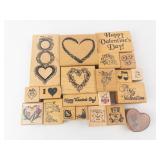 Rubber Stamp Collection - Valentine's Day Hearts & Messages on Wood Blocks Rubber Stamp Collection - Valentine's Day Hearts & Messages on Wood Blocks