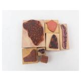 Rubber Stamp Blocks - Grapes, Strawberries, Daisies & Vine Motifs on Wood Rubber Stamp Blocks - Grapes, Strawberries, Daisies & Vine Motifs on Wood