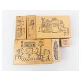 Vintage Rubber Stamp Set - Interior Scene Designs on Wood Blocks (Kitchen & Living Room) Vintage Rubber Stamp Set - Interior Scene Designs on Wood Blocks (Kitchen & Living Room)