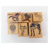 Wooden Rubber Stamp Blocks Set - Western Theme (Horse, Boots, Howdy) (Lot of 6) Wooden Rubber Stamp Blocks Set - Western Theme (Horse, Boots, Howdy) (Lot of 6)