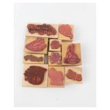 Thanksgiving Rubber Stamp Set on Wood Blocks - Assorted Designs Thanksgiving Rubber Stamp Set on Wood Blocks - Assorted Designs