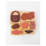 Wood Block Rubber Stamp Set - Basket, Easter, Bunny, Hibiscus & Flowers Wood Block Rubber Stamp Set - Basket, Easter, Bunny, Hibiscus & Flowers
