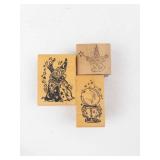 Wizard & Crystal Ball Rubber Stamp Set - 4 Wooden Stamps Wizard & Crystal Ball Rubber Stamp Set - 4 Wooden Stamps