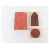 Rubber Stamp Blocks Set - Gothic Window Arch, Cross/Vine Panel, Butterfly Round Rubber Stamp Blocks Set - Gothic Window Arch, Cross/Vine Panel, Butterfly Round