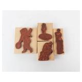 Wooden Rubber Stamp Blocks - Classical Figurines (Lot of 4) Wooden Rubber Stamp Blocks - Classical Figurines (Lot of 4)