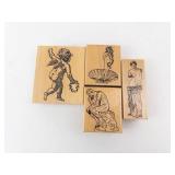 Wooden Rubber Stamp Blocks - Classical Figurines (Lot of 4) Wooden Rubber Stamp Blocks - Classical Figurines (Lot of 4)