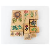 Botanical Rubber Stamp Blocks - Sunflower, Rose, Fern, Ivy on Wood Mounts Botanical Rubber Stamp Blocks - Sunflower, Rose, Fern, Ivy on Wood Mounts