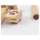 Wooden Animal Stamp Set - Dog Cat Outlines with Paw Print Blocks & Bone Handle Wooden Animal Stamp Set - Dog Cat Outlines with Paw Print Blocks & Bone Handle
