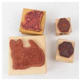 Wooden Animal Stamp Set - Dog Cat Outlines with Paw Print Blocks & Bone Handle Wooden Animal Stamp Set - Dog Cat Outlines with Paw Print Blocks & Bone Handle