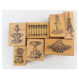 Garden Motifs Rubber Stamp Set - Wood Mounted Stamps (8 Pieces) Garden Motifs Rubber Stamp Set - Wood Mounted Stamps (8 Pieces)