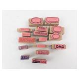 Rubber Stamp Set on Wood Blocks - Pink Rubber, Speech Bubbles & Word Phrases Rubber Stamp Set on Wood Blocks - Pink Rubber, Speech Bubbles & Word Phrases